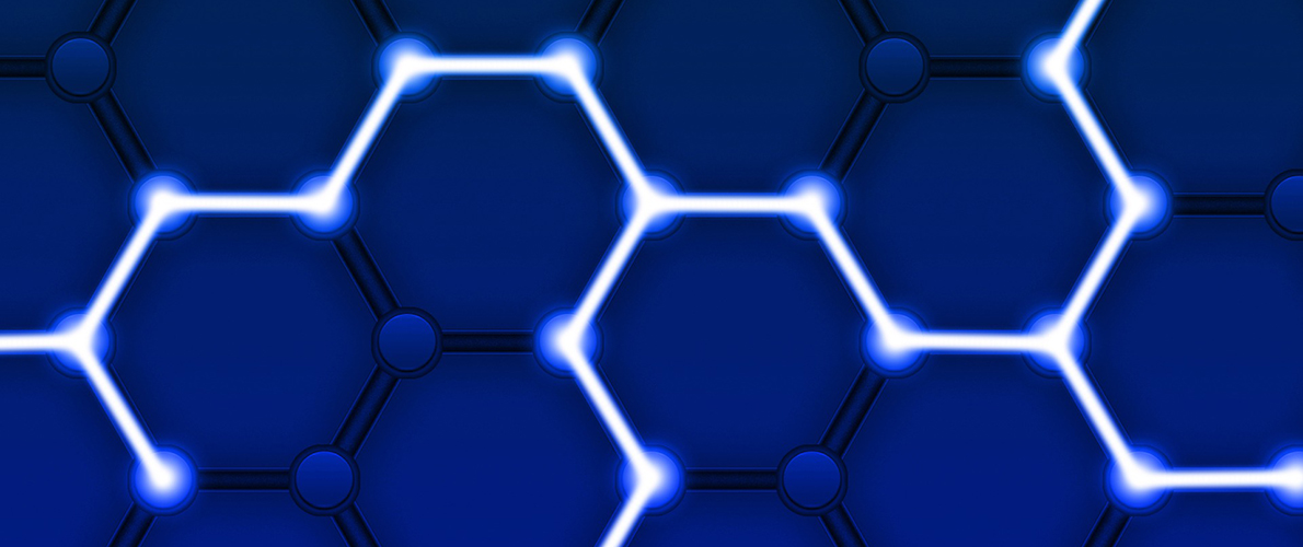 Blue background with white and black octagons 